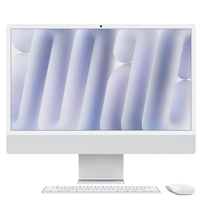 Apple iMac 24" Retina 4,5K 2024 M4/16/256GB 10C GPU Silber Nanotexturglas MD3H4D - Immagine 1 di 3