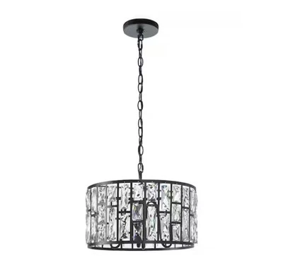 Home Decorators Collection 30686-HBB Kristella Lámpara de araña de cristal de 4 luces, negra Foto 1 de 4