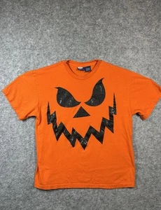 Halloween Jack-O’-Lantern Men’s XL T-Shirt Orange Skulls Pattern - Picture 1 of 8
