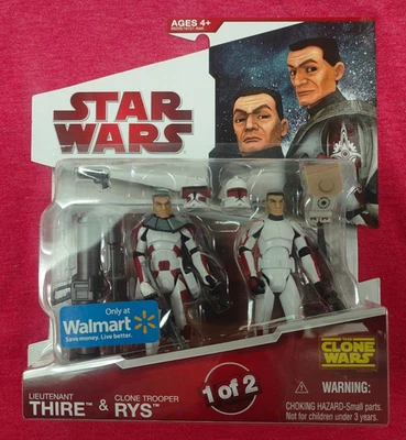 Figura Walmart Star Wars Clone Wars 2009 Teniente Thire & Clone Trooper Rys Foto 1 de 3