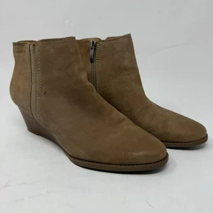 Franco Sarto Shoes Womens Size 9M Brown Wedge Ankle Booties Leather Zip Boot - Picture 1 of 15