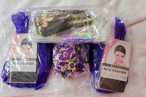 22 Piece Mardigras Party Kit ( Costume) Wigs, Beads, Masks - Picture 1 of 5