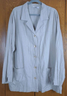 Chaqueta Blazer Cherokee Mujer 24W Mezcla Lino Natural Avena Bolsillos Carrera  Foto 1 de 4