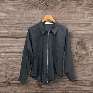 Proenza Schouler White Label Hemd mit durchgehendem Reißverschluss schwarz Größe 8 minimalistisch - Bild 1 von 4