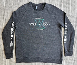 Tim McGraw & Faith Hill Soul 2 Soul Tour 2017 Womens XL Gray Crewneck Sweatshirt - Picture 1 of 13