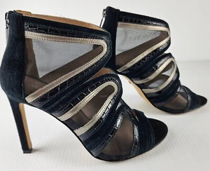 Mimco 37 / 6 Black Suede High Heel Party Shoe Women's Size - Picture 1 of 9