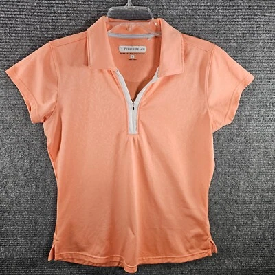 Camisa de golf Pebble Beach para mujer grande seca de lujo rendimiento rosa mangas cortas Foto 1 de 4