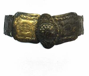 Incredible Rare Antique Late 1800's Brass Turkish Belt with Black Velvet Lining - Picture 1 of 5