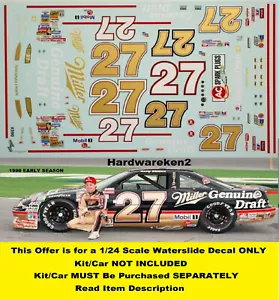 NASCAR DECAL #27 MILLER GENUINE DRAFT 1990 PONTIAC GRAND PRIX EARLY SEASON 1/24 - Picture 1 of 11
