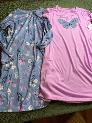 NUEVO CON ETIQUETAS 12 14 Bordado Carters Mariposas FLoral Camisón Conjunto Camisón Foto 1 de 4