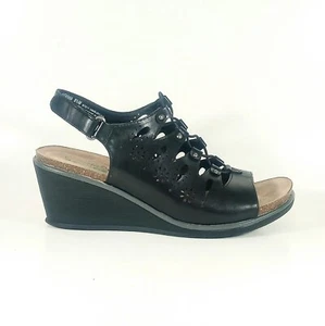 Baretraps Natashia Womens 8.5M Black Wedge Heel Ankle Strap Open Toe Sandals - Picture 1 of 10