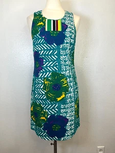 Anthropologie Vanessa Virginia Graphic Hibiscus Shift  Dress Size 8 - Picture 1 of 7