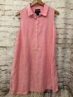 Tahari Shirt Dress Womens 1X Linen Light Pink Sleeveless Button Lightweight