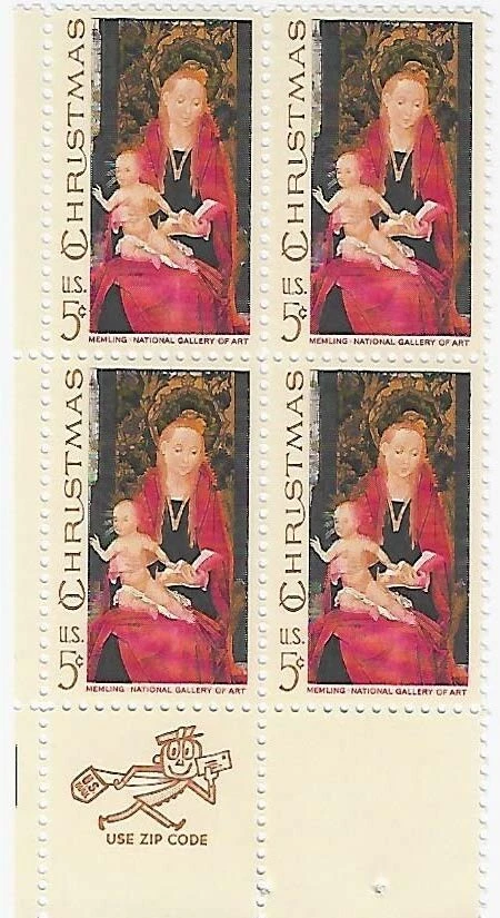 US Madonna and Child 5c Stamp Zip Block of 4 Scott #1336 - Image 1 of 1