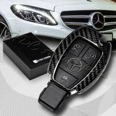 For Mercedes-Benz E320/350/500 AMG Real Carbon Fiber Remote Key Shell Cover Case - Image 1 of 4