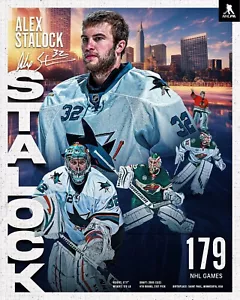 Alex Stalock Pensione Collage Squali Wild Blackhawks 8x10 NHL Hockey Foto - Foto 1 di 1