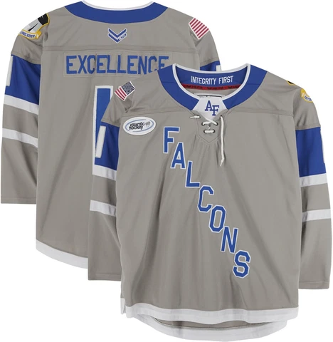 Air Force Falcons Team-Issued #11 Gray & Blue Jersey Hockey Program-Sz XL Cover