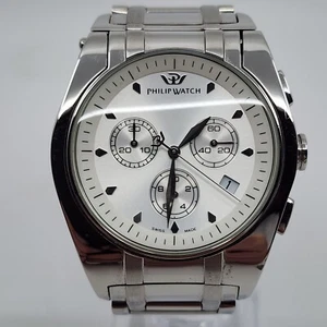 UNIQUE Philip Watch Chrono Quartz Deployable Case Steel Watch - Picture 1 of 9