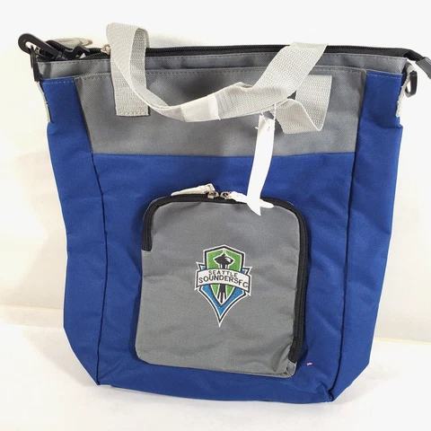 Seattle Sounders FC Soccer Blue Gray Tote Bag Satchel Top Handle Zip Closure Cover