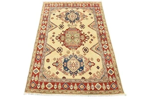 Tribal Kazak 4’3” x 5’10” Beige Wool Traditional Hand-Knotted Oriental Rug - Picture 1 of 13
