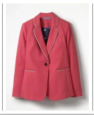 Blazer de mujer Boden de algodón lila rojo hibisco talla 6R traje chaqueta con un solo botón Foto 1 de 4