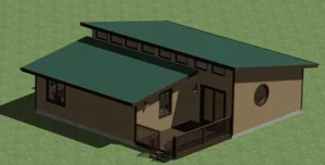 Modern Small House Plans 900 sq. ft. one bedroom, kitchen, dining, living area. - Picture 1 of 2
