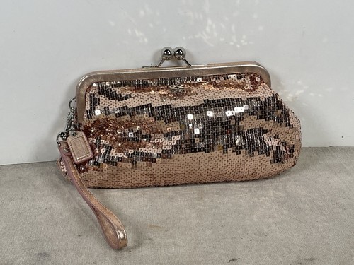 Borsa da sera Coach edizione limitata "Julia" oro rosa paillettes Kisslock 46727 B16