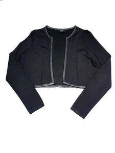 Barneys New York Co Op Women’s Black Jacket Trim Size S Crop Open Cardigan - Picture 1 of 10