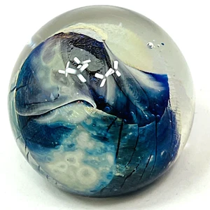 ROBERT EICKHOLT PAPERWEIGHT Vintage 1982 SIGNED Multi Color PLANET IN A BUBBLE - Picture 1 of 7