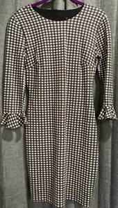 Bailey 44 Damen kleines Gingham Ponte Kleid grau 3/4 Arm Reißverschluss hinten Stretch - Bild 1 von 7
