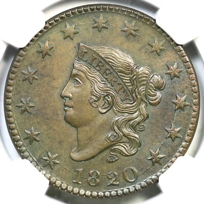 1820 N-13 R-1 NGC MS 64 BN Matron or Coronet Head Large Cent Coin 1c - Image 1 of 3