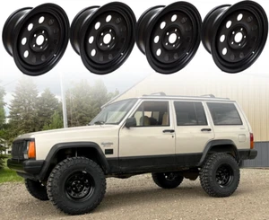 4X RAD STAHL 5x114,3 ET + 25 16x7 JEEP DODGE CHRYSLER OFF ROAD SET - Bild 1 von 5