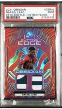 RAFAEL LEAO 2021-22 Obsidian Red Flood CUTTING EDGE Dual Patch #6/8 MILAN PSA 9