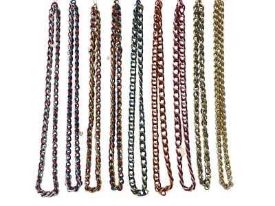 COLLANA IN ALLUMINIO COLORATO BIGIOTTERIA VINTAGE CATENINA CIRCONFERENZA CM 95 - Immagine 1 di 4