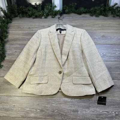 Blazer Apostrophe Talla Grande 16 Beige/Dorado Nuevo Con Etiquetas Chaqueta Mujer Foto 1 de 4