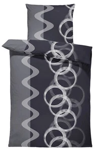 Bettwäsche 155x200 cm Kreise schwarz grau modern Komfortgröße Microfaser - Bild 1 von 6