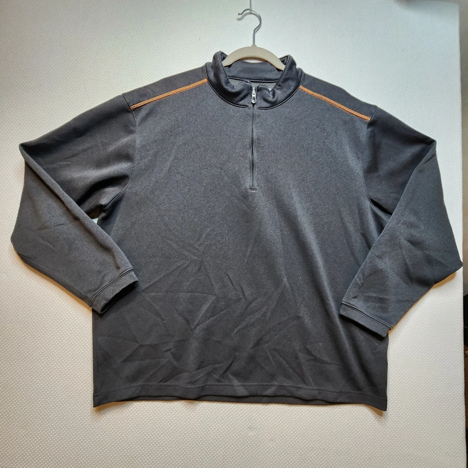 Pebble Beach Performance Mens Shirt Large Grey Orange Stitching Quarter Zip - Image 1 of 4