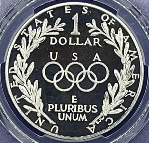 1988-S $1 SILVER PROOF Olympic ๐ Commemorative Dollar PCGS PR69 DCAM BLUE LABEL - Picture 1 of 3