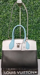 Louis Vuitton CITY STEAMER MM Handtasche Beuteltasche Leder Schwarz Grau & Blau LIMITED EDT - Bild 1 von 15
