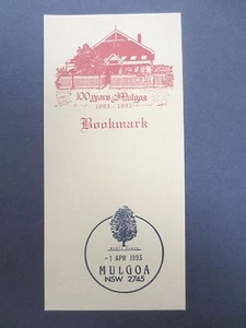 Vintage BOOKMARK 100 Years MULGOA NSW Australia 1893 - 1993 Commemorative - Picture 1 of 1