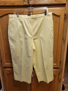 NWT Yellow & White Stretch Business Office Dress Capri Wide Leg By Izod Sz16 - Picture 1 of 13