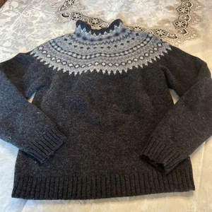 Suéter Eddie Bauer Mujer Pequeño Gris Carbón Lana De Colección - Imagen 1 de 5
