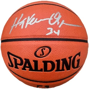 HAKEEM OLAJUWON #34 HOUSTON ROCKETS SIGNED NBA BASKETBALL PSA/DNA HOF - Picture 1 of 3