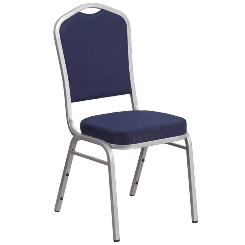 Silla apilable para banquetes de tela Flash Furniture en plata y azul marino Foto 1 de 4
