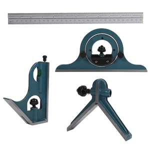 ~1x Stainless Steel Universal Bevel 180° Angle Combination Square Protractor Ru - Picture 1 of 9