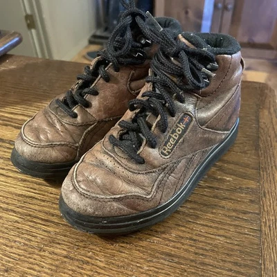 De Colección Años 90 Reebok Botas de Senderismo Marrón Zapatos de Trabajo Tenis de caña alta Niños Talla 10 Foto 1 de 4