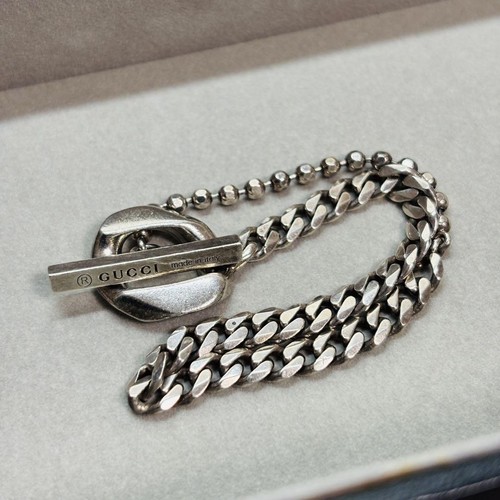 Autentico Bracciale Gucci Argento 925 Firmato Incisione 21cm Made In Italy
