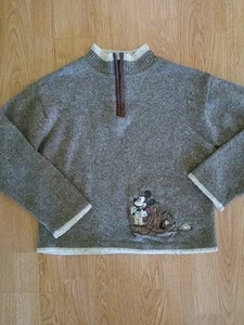 Vtg Disney Size  L Mickey Mouse Pluto Kids Wool Quarter Zip Pullover Sweater - Picture 1 of 3