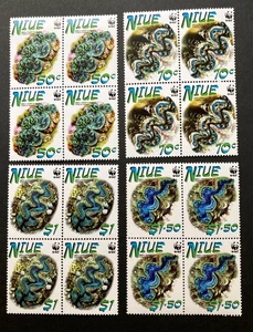 Niue 2002 WWF Clams 4 x Blocks of 4 stamps MNH - Picture 1 of 2