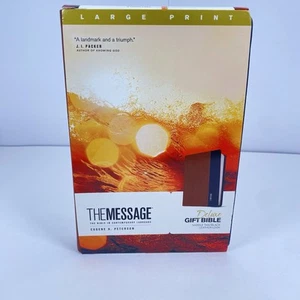 The Message Deluxe Gift Bible Large Print (Leather-Look - Saddle Tan/Black) - Picture 1 of 21